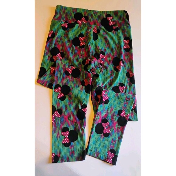 Lularoe‎ NWOT Women's Green Minnie Mouse One Size Leggings - Picture 2 of 4